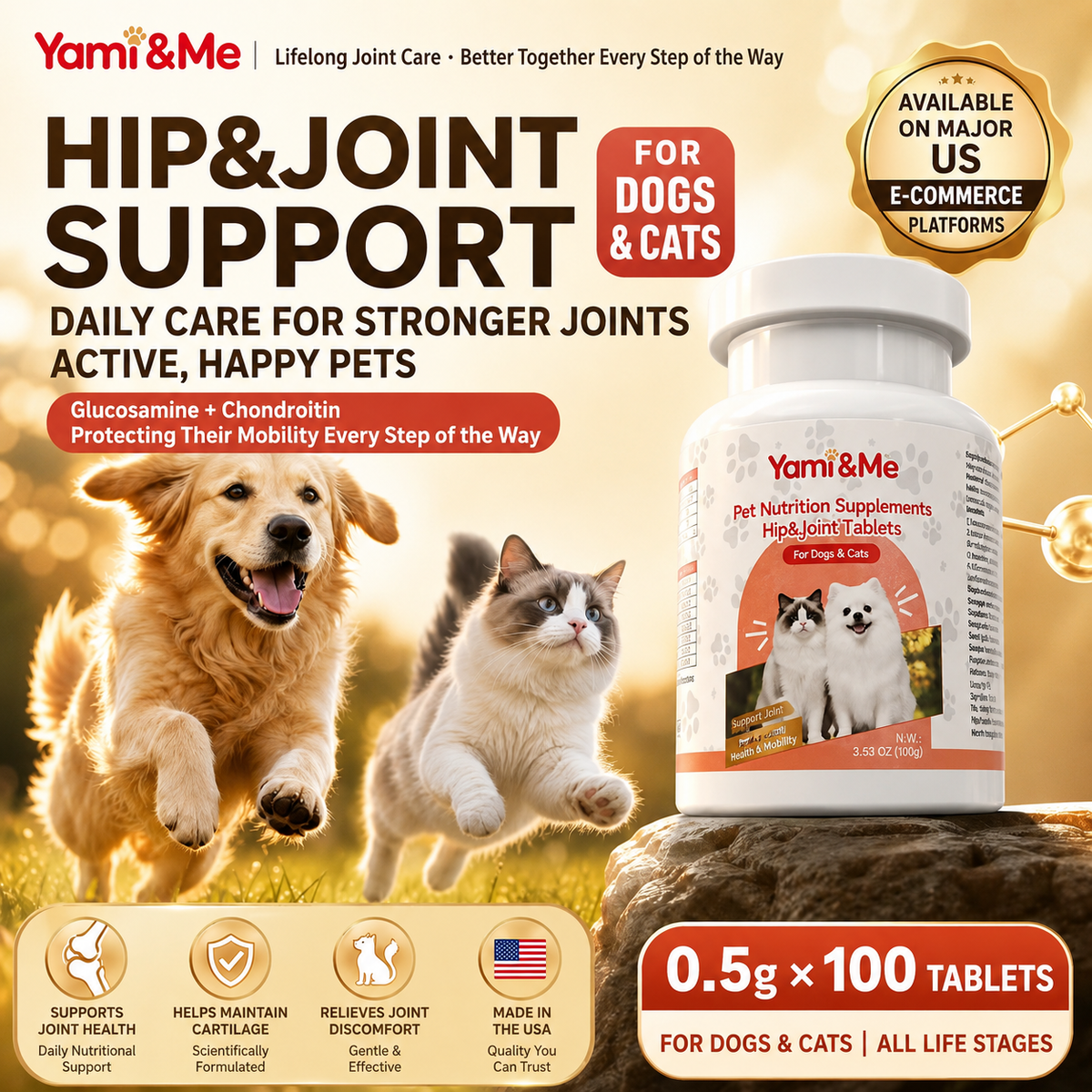 Yami&Me Pet Nutrition Supplements Hip & Joint Tablets